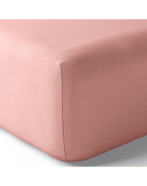 Drap Housse en Percale de Coton rose poudré
