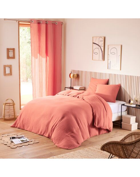 Pack Housse de couette + Drap housse + 2 Taies d'oreiller en Gaze de Coton blush - pour lit 160x200 cm