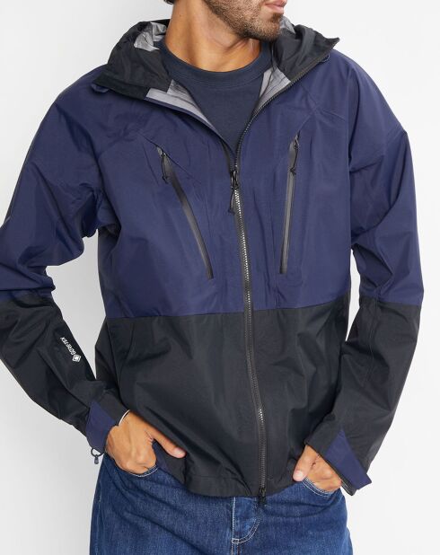 Parka légère à capuche Rainshell bleu marine/noir