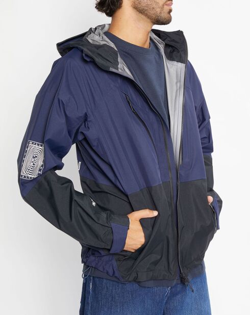Parka légère à capuche Rainshell bleu marine/noir