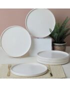 6 Assiettes en Céramique blanc mat - D.27 cm