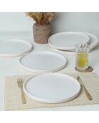 6 Assiettes en Céramique blanc mat - D.27 cm