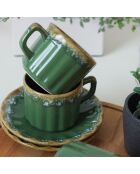 12 Tasses à thé en Grès vertes - D.7 cm