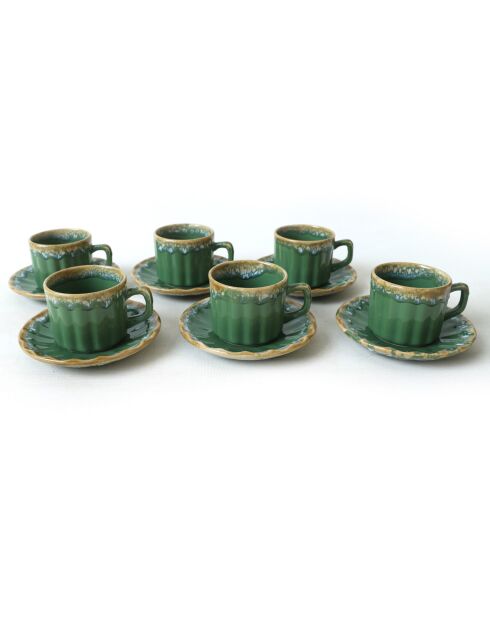 12 Tasses à thé en Grès vertes - D.7 cm