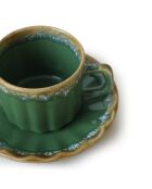 12 Tasses à thé en Grès vertes - D.7 cm