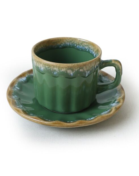 12 Tasses à thé en Grès vertes - D.7 cm