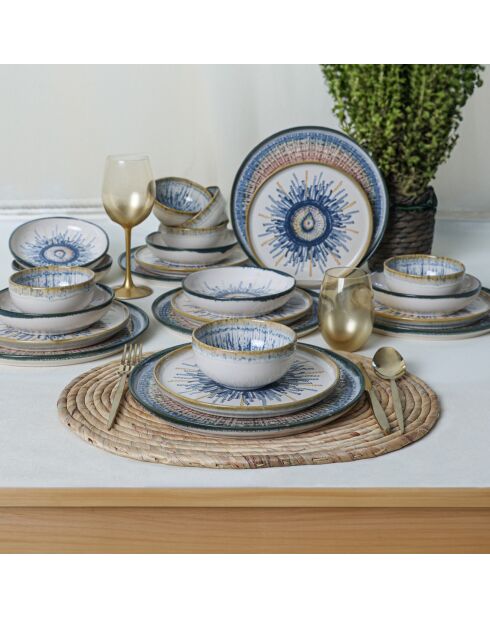 Service de table en Grès multicolore - 24 pièces