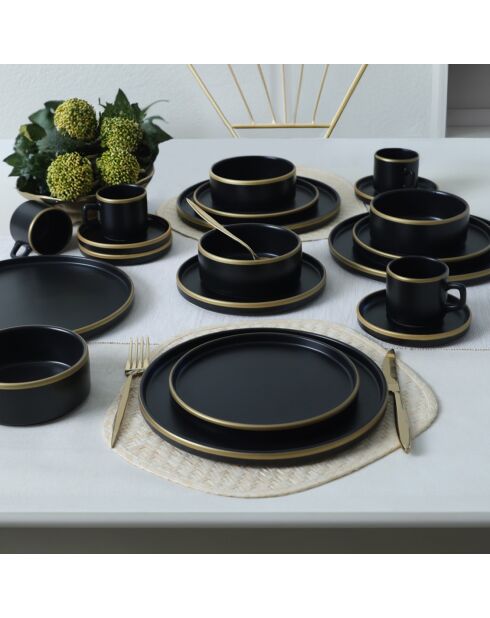 Servizio da tavola in gres nero opaco - 20 pezzi