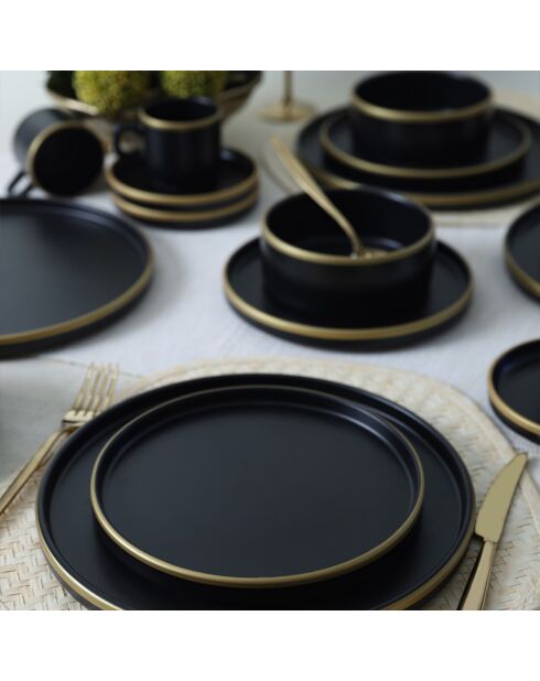 Servizio da tavola in gres nero opaco - 20 pezzi