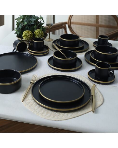 Servizio da tavola in gres nero opaco - 20 pezzi