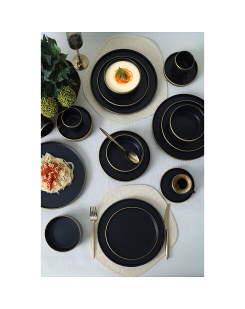 Servizio da tavola in gres nero opaco - 20 pezzi