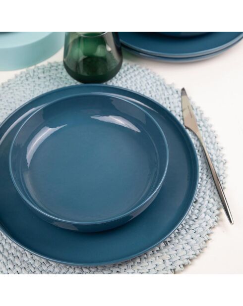 Service de table en Porcelaine bleu foncé/doré - 12 pièces