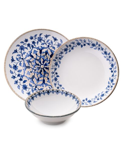 Service de table en Porcelaine bleu/blanc - 18 pièces