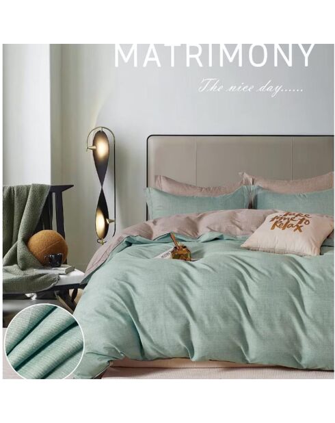 Parure de Couette imprimée en Percale de coton mint serenity