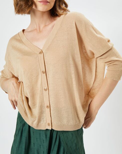 Cardigan en Lin & Coton Letrope latte