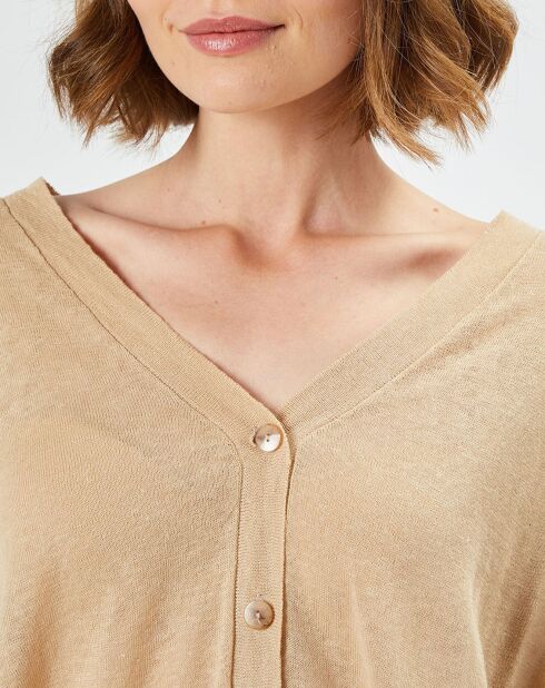 Cardigan en Lin & Coton Letrope latte