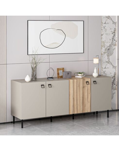 Buffet Mila grès/doré - 180x75x45 cm
