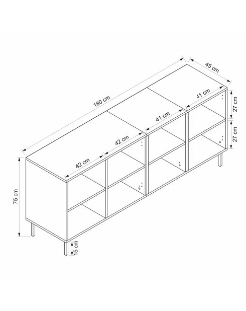 Buffet Mila grès/doré - 180x75x45 cm