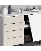 Buffet Yelena blanc/noir/grès - 180x90x45 cm