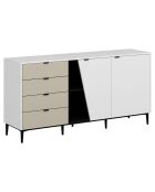 Buffet Yelena blanc/noir/grès - 180x90x45 cm