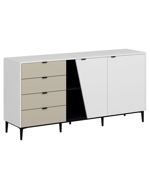 Buffet Yelena blanc/noir/grès - 180x90x45 cm