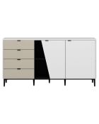 Buffet Yelena blanc/noir/grès - 180x90x45 cm
