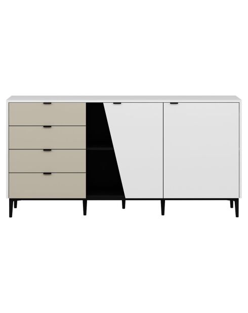 Buffet Yelena blanc/noir/grès - 180x90x45 cm