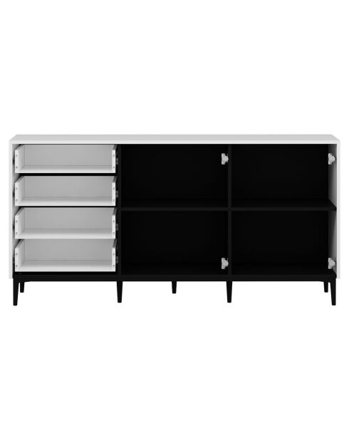 Buffet Yelena blanc/noir/grès - 180x90x45 cm