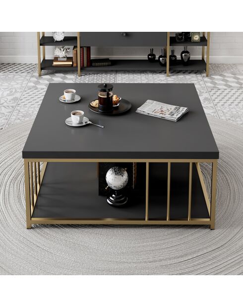 Table basse Zenn anthracite/doré - 90x90x40 cm