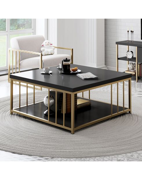 Table basse Zenn anthracite/doré - 90x90x40 cm