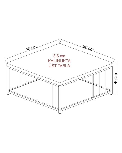 Table basse Zenn anthracite/doré - 90x90x40 cm