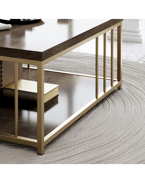 Table basse Zenn noyer/doré - 90x90x40 cm