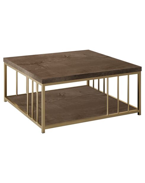 Table basse Zenn noyer/doré - 90x90x40 cm