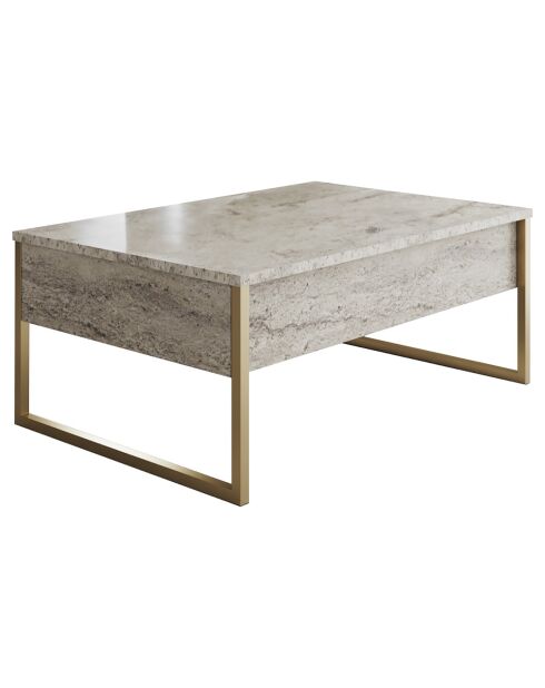 Table basse Luxe travertin/doré - 90x60x40 cm