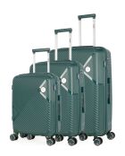 3 Valises 4 roues simples Cassiopée 73 cm vert foncé
