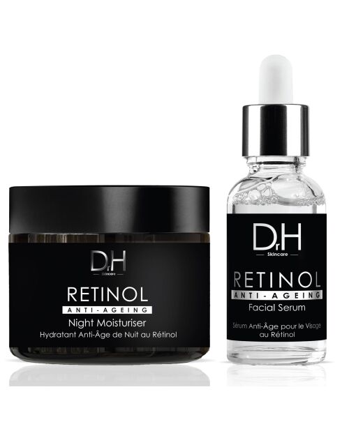 Crème Hydratante de Nuit Anti-Âge au Rétinol + Sérum Visage Anti-Âge au Rétinol - 2 pièces