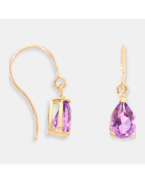 Boucles d'oreilles Scintillante Purple Améthyse or jaune