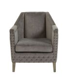 Fauteuil velours Mervin gris - 61x71x69 cm