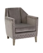 Fauteuil velours Mervin gris - 61x71x69 cm