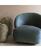 Fauteuil velours Lisette bleu - 76.5x80x73 cm