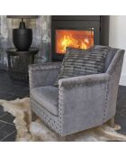 Fauteuil velours Mervin gris - 61x71x69 cm