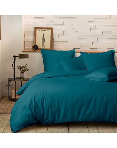 Parure Housse de Couette en Percale de Coton verte