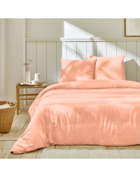 Parure Housse de Couette en Gaze de Coton rose