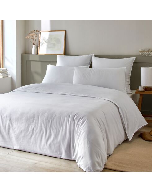 Parure Housse de Couette en Coton et Bambou blanche