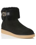 Boots en velour de Cuir Maci noires