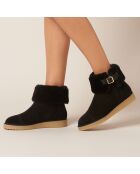 Boots en velour de Cuir Maci noires