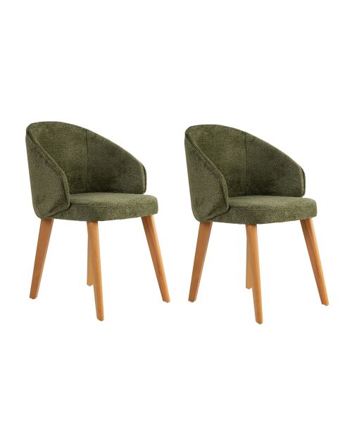 2 Chaises Bentley vert/chêne foncé - 48x86x58 cm