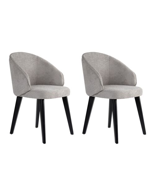 2 Chaises Bentley gris/noir - 48x86x58 cm