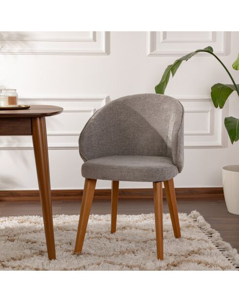 2 Chaises Bentley gris/chêne foncé - 48x86x58 cm