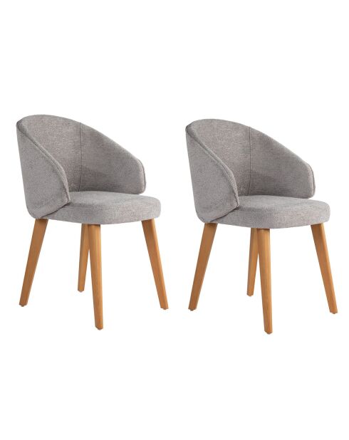 2 Chaises Bentley gris/chêne foncé - 48x86x58 cm